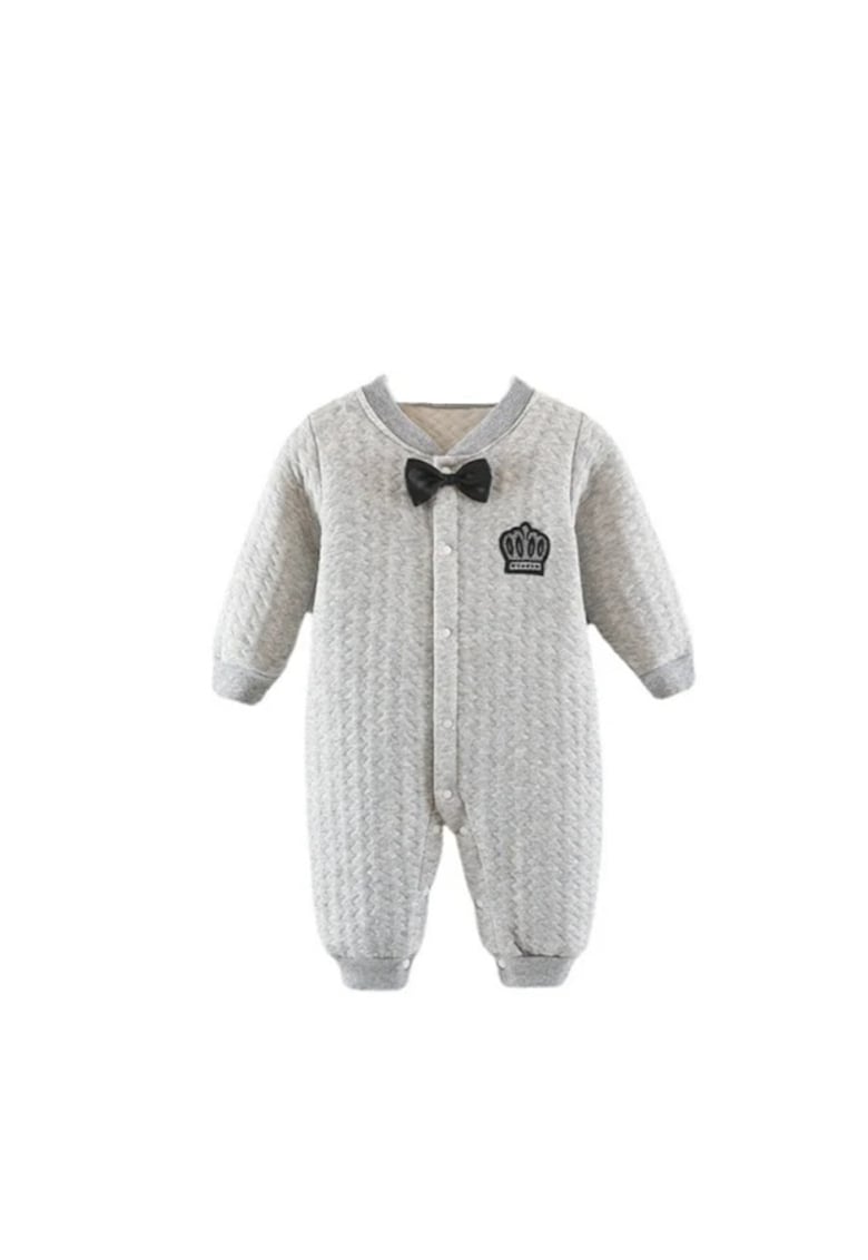 Salopeta Cu Papion - Uni - Elegant - Baieti - Maneca lunga - Gri