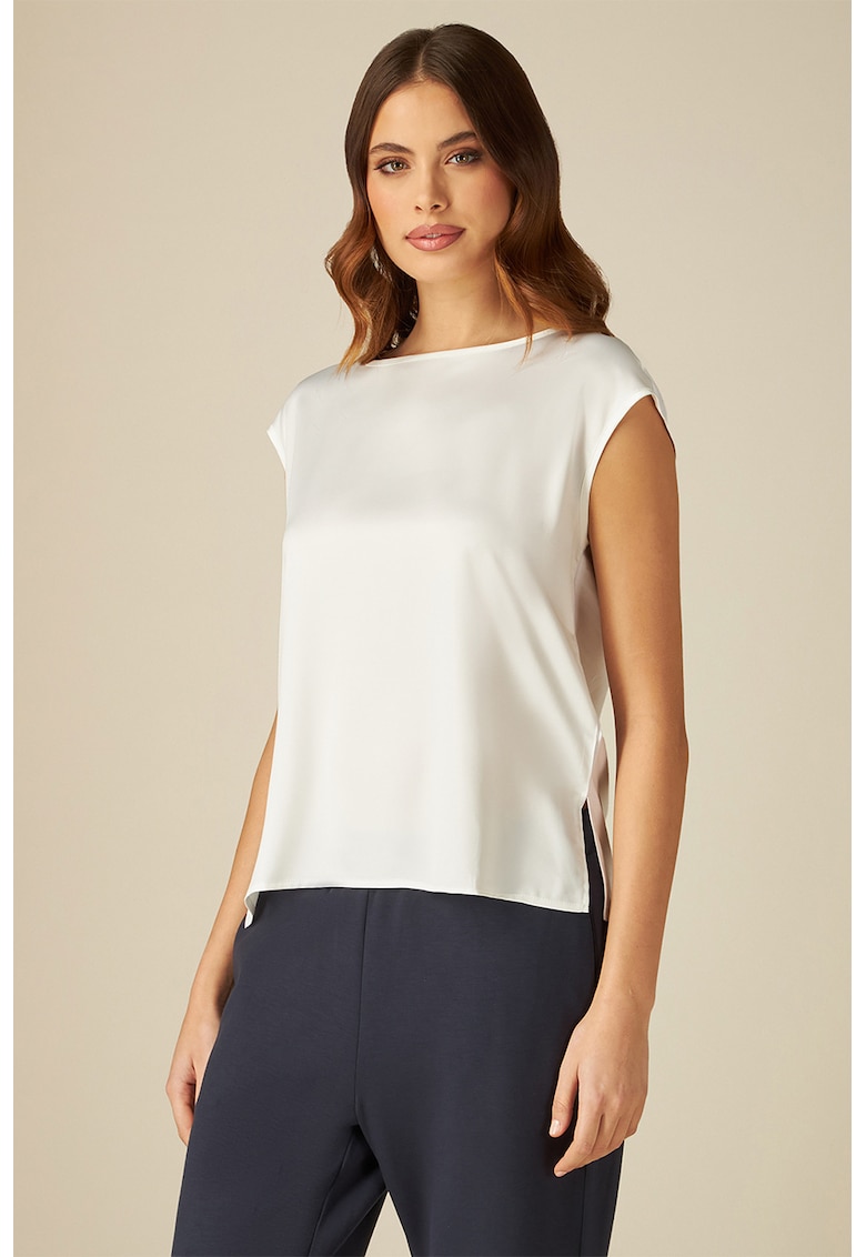 Bluza cu maneci scurte si aspect de satin