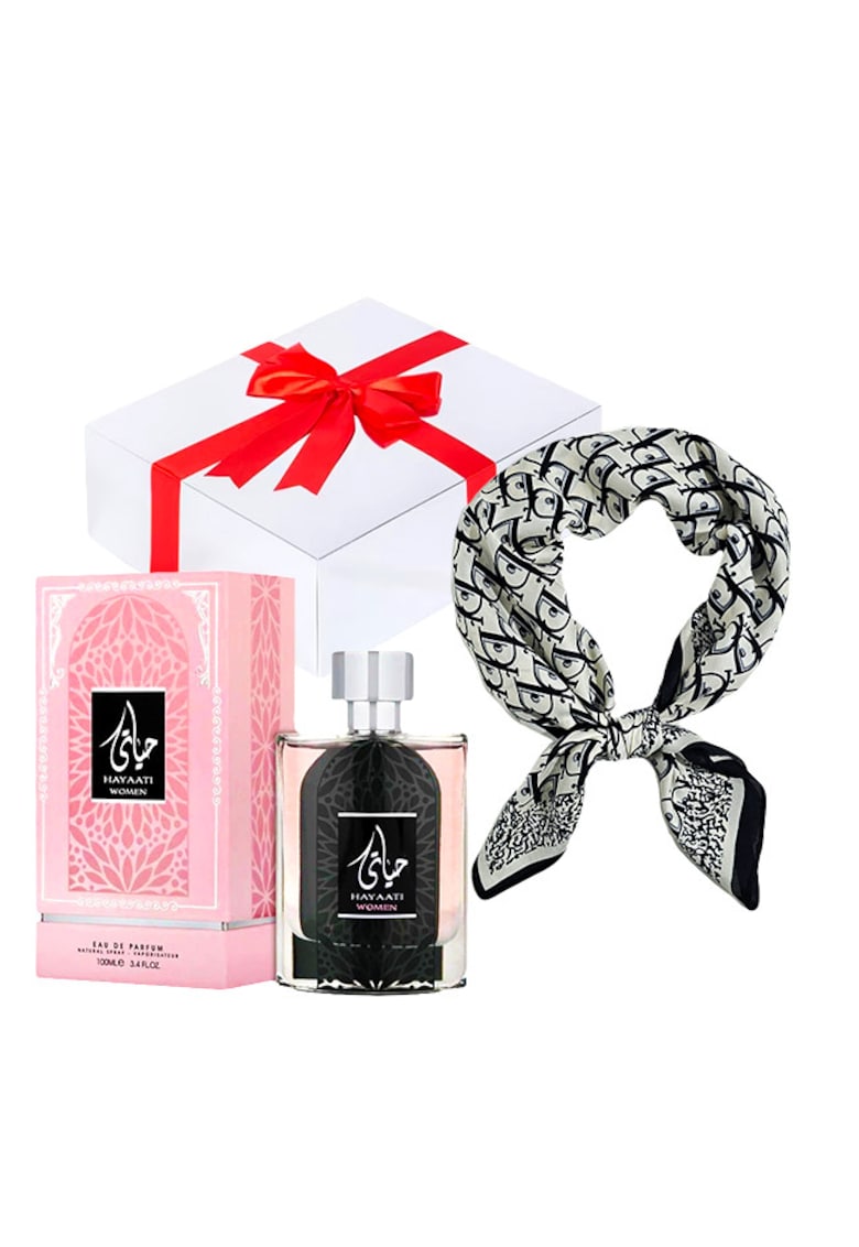 Set Essence&Shawl Apa de parfum Hayaati 100 ml + esarfa satinata + cutie cadou cu funda