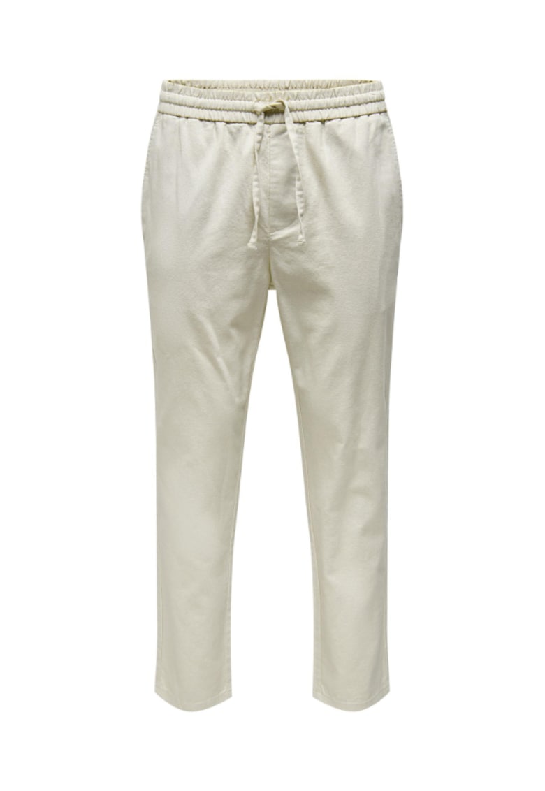 Pantaloni conici din amestec de in cu snururi