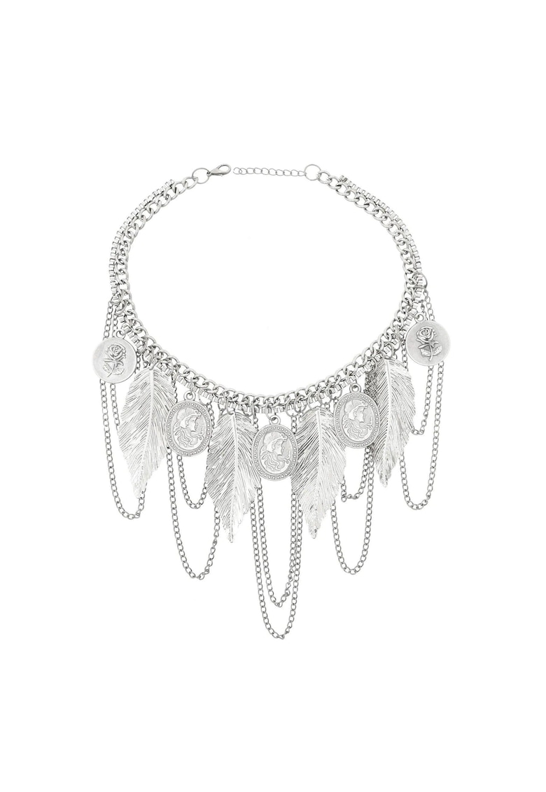 Colier argintiu - cu banuti si frunze - Olesine C8