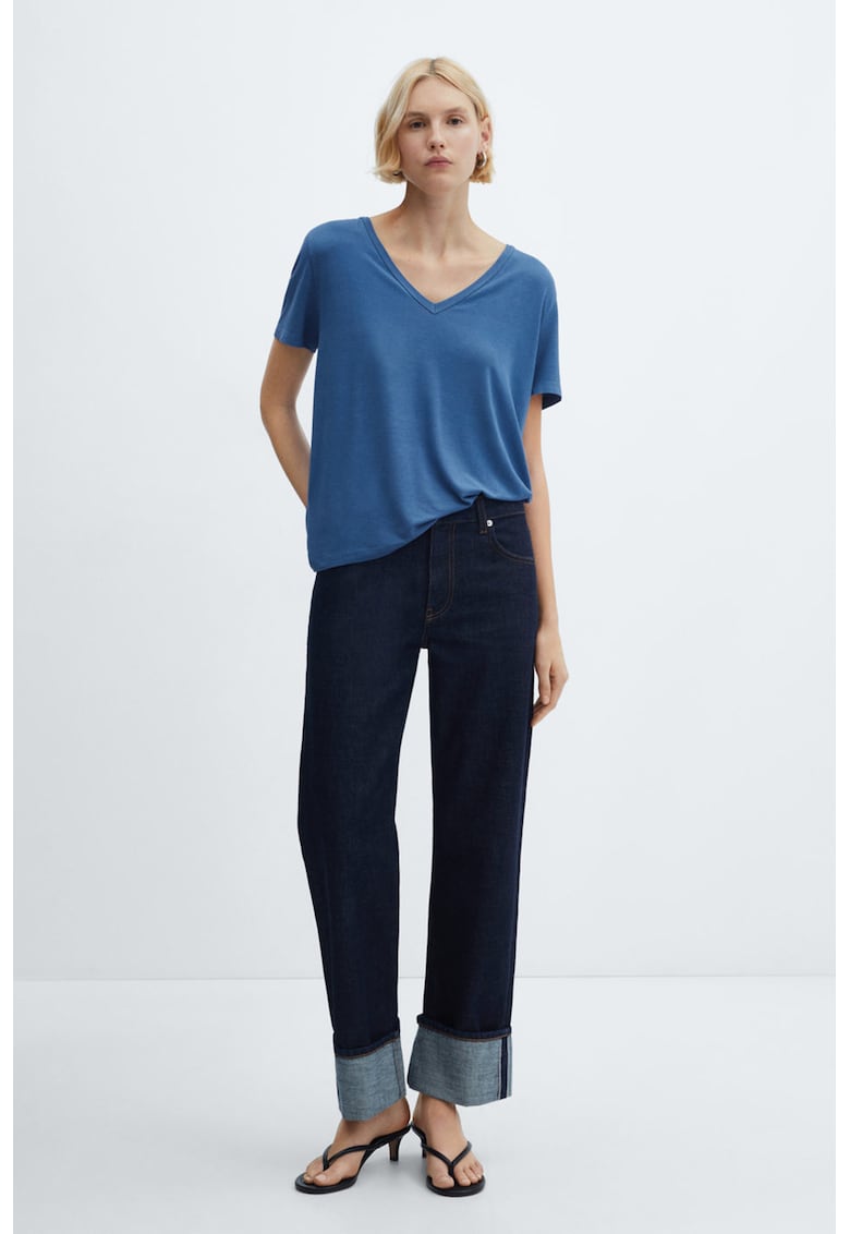 Tricou uni cu decolteu in V Vispi