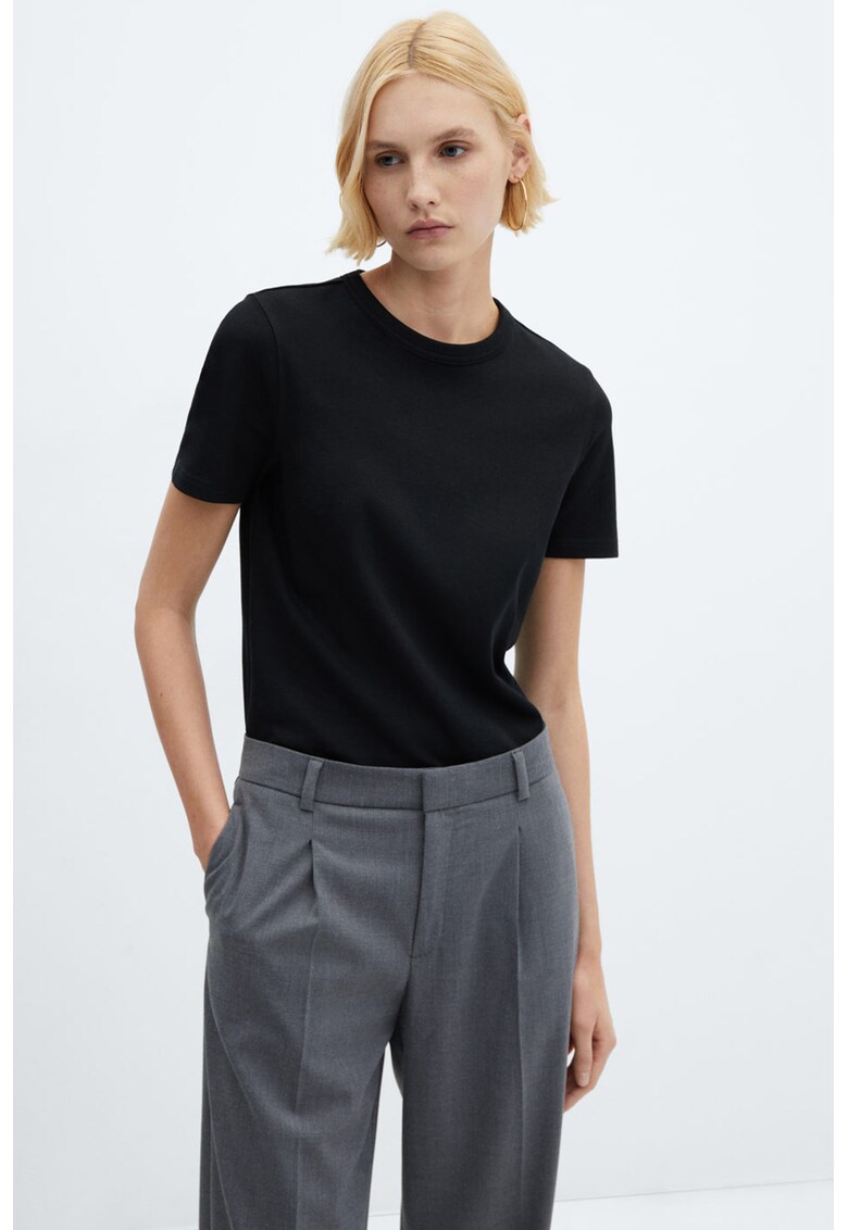 Tricou de bumbac cu decolteu la baza gatului Rita
