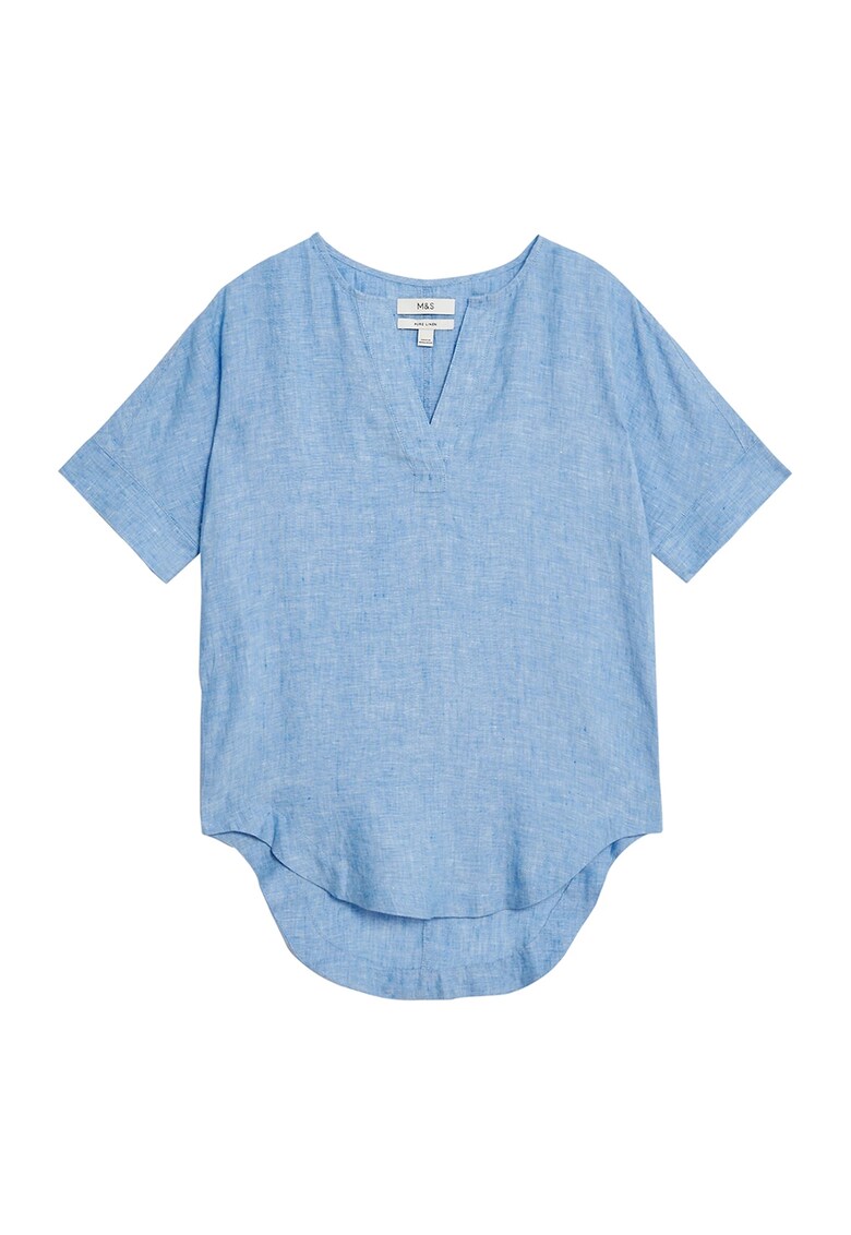 Bluza din in cu maneci scurte