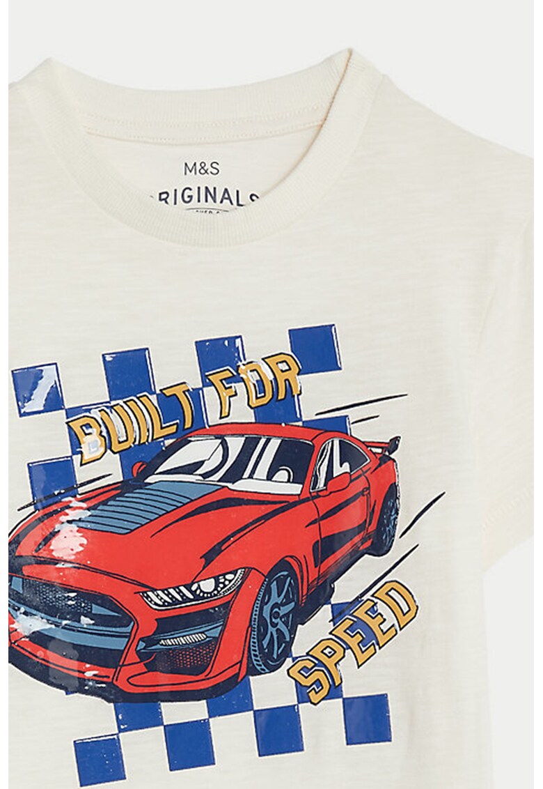 Tricou cu decolteu la baza gatului si imprimeu grafic