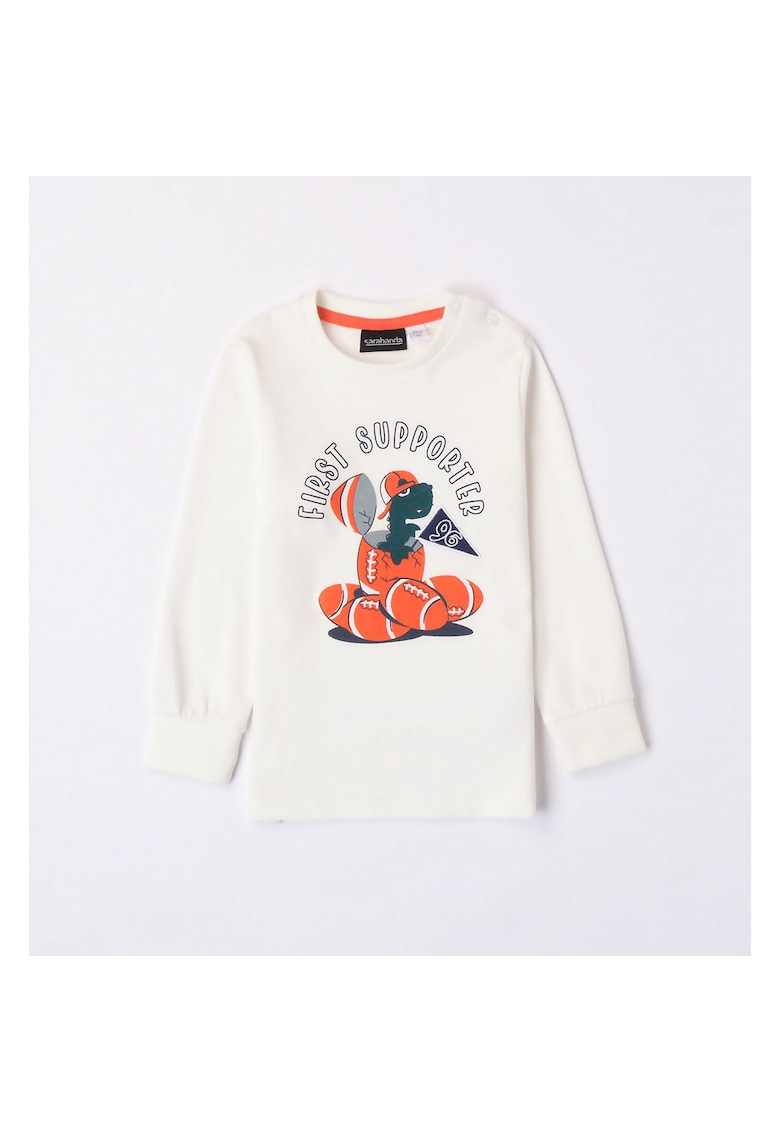Bluza pentru baieti cu imprimeu dinozaur 0.7035 - Alb - bumbac - Alb