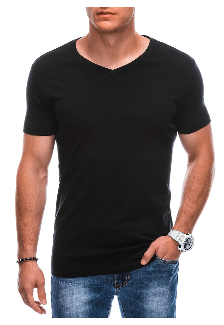 Tricou din bumbac cu decolteu in V