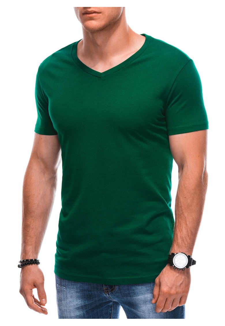 Tricou din bumbac cu decolteu in V