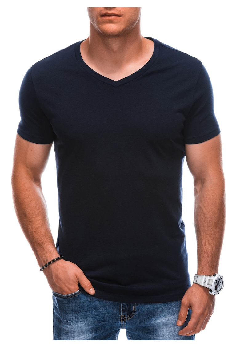Tricou din bumbac cu decolteu in V