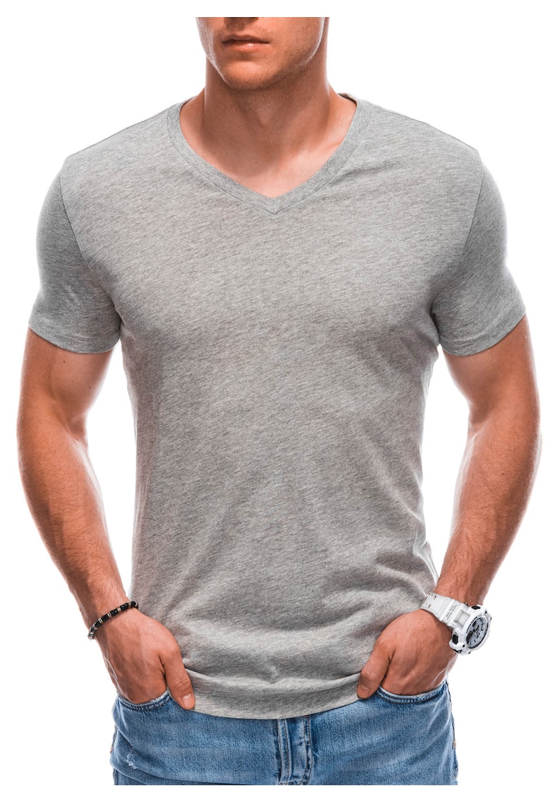 Tricou din bumbac cu decolteu in V