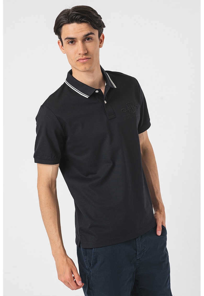 Tricou polo de bumbac cu logo brodat