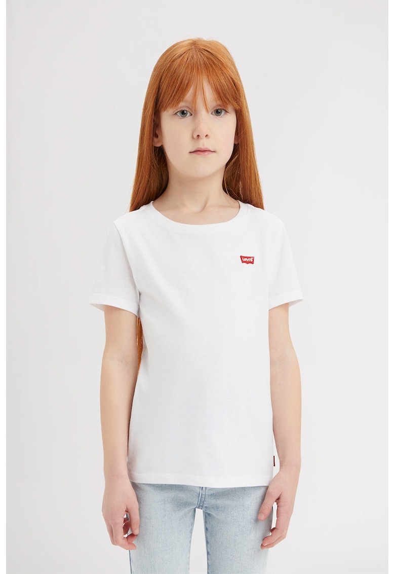 Tricou din amestec de bumbac cu decolteu la baza gatului