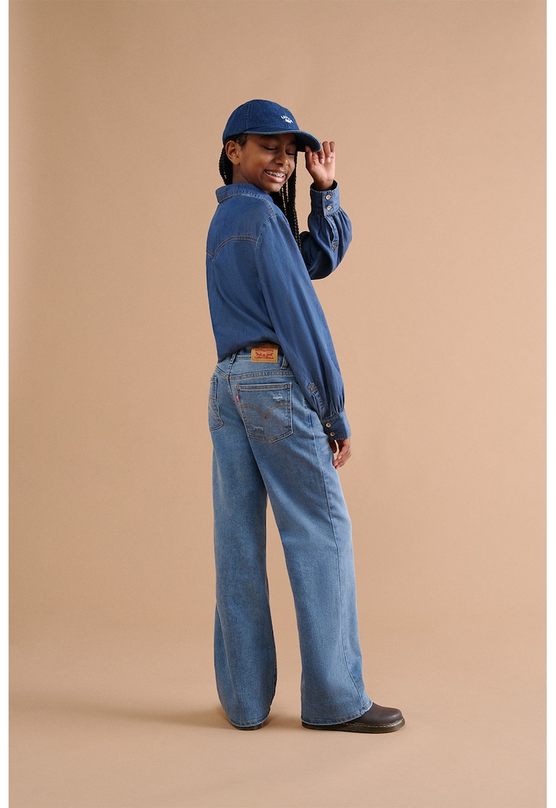 Blugi din amestec de bumbac cu croiala ampla - Albastru deschis