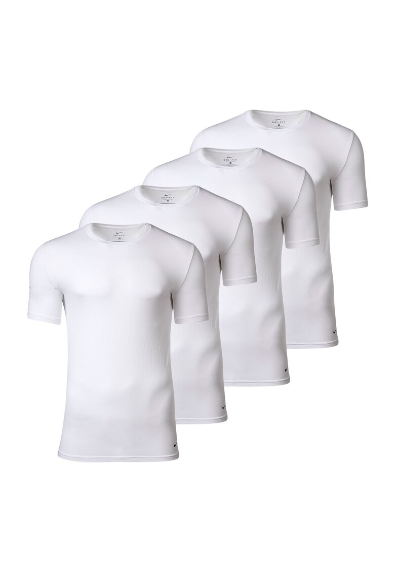 Set de tricouri slim fit cu decolteu la baza gatului - 4 piese