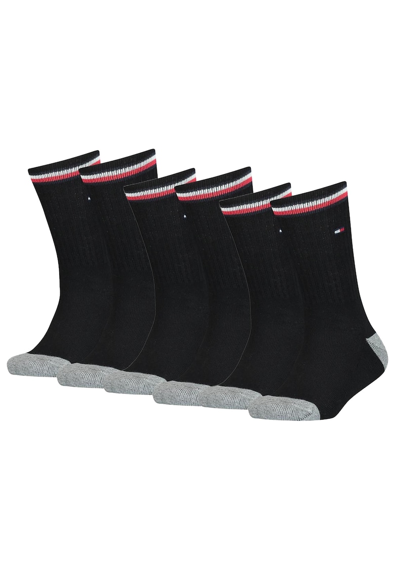 Tommy Hilfiger Set de sosete lungi - 6 perechi - Negru