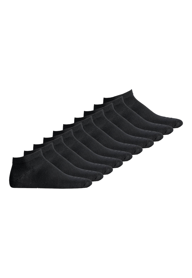 Jack & Jones Set de sosete pana la glezna - din amestec de bumbac Classic StarChevron - 10 perechi - Negru