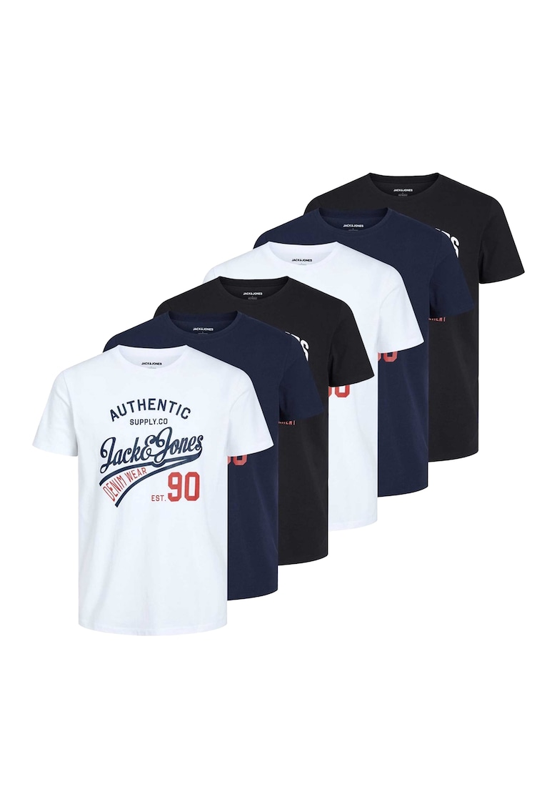 Set de tricouri din bumbac cu logo vintage JJETHAN - 6 piese