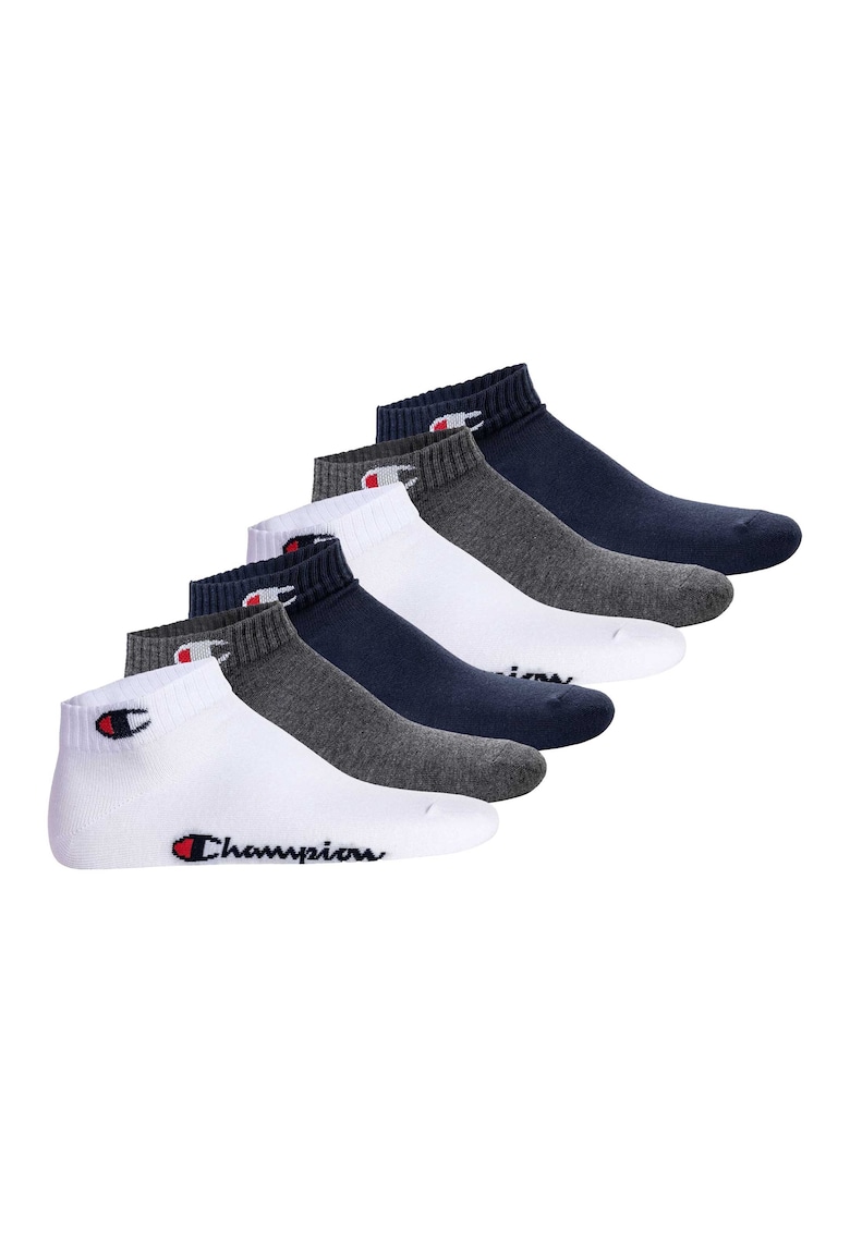 Champion Set de sosete pana la glezna unisex cu logo - 6 perechi - Alb/Gri/Albastru