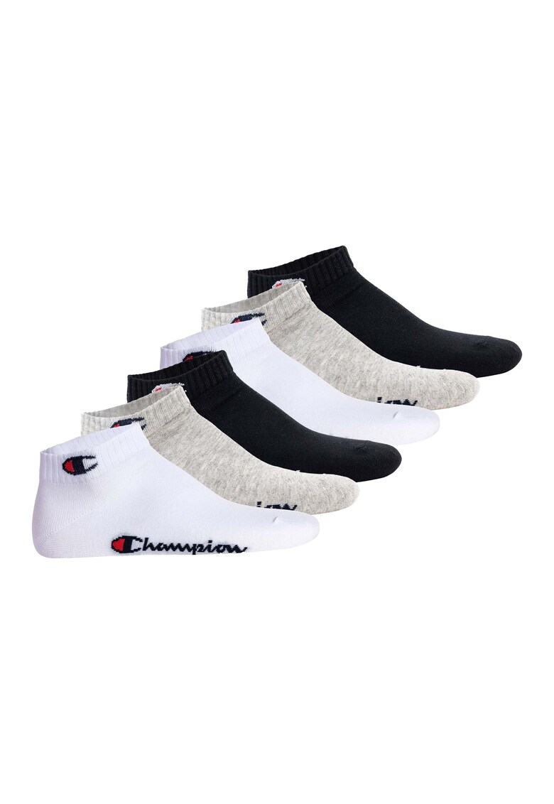 Set de sosete pana la glezna unisex cu logo - 6 perechi - Alb/Negru/Gri
