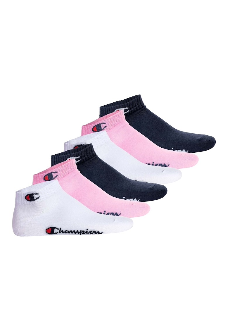 Champion Set de sosete pana la glezna unisex cu logo - 6 perechi - Alb/Roz/Albastru