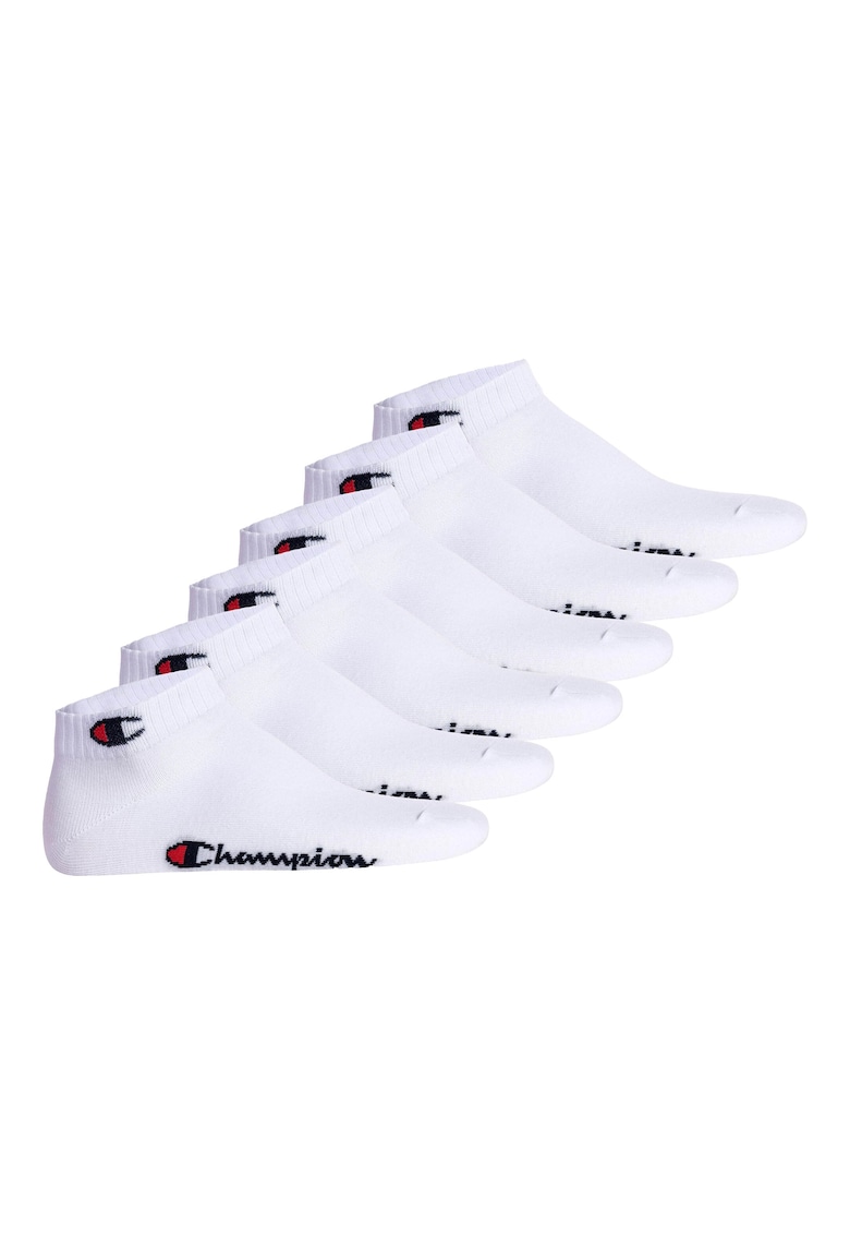 Set de sosete pana la glezna unisex cu logo - 6 perechi - Alb