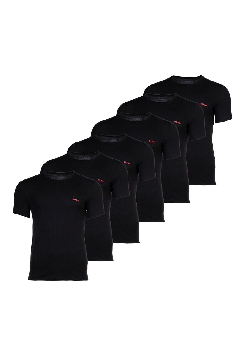 Hugo Set de tricouri cu decolteu la baza gatului - 6 perechi - Negru