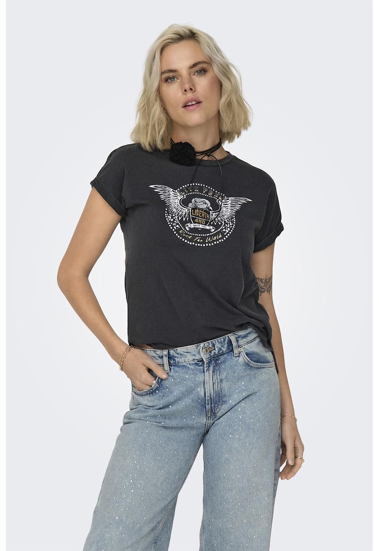 Tricou de bumbac organic cu mansete plisate