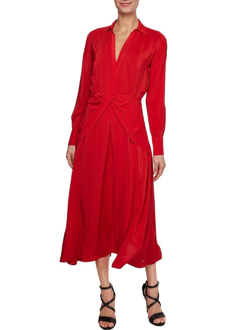 Rochie midi cu detalii suprapuse -