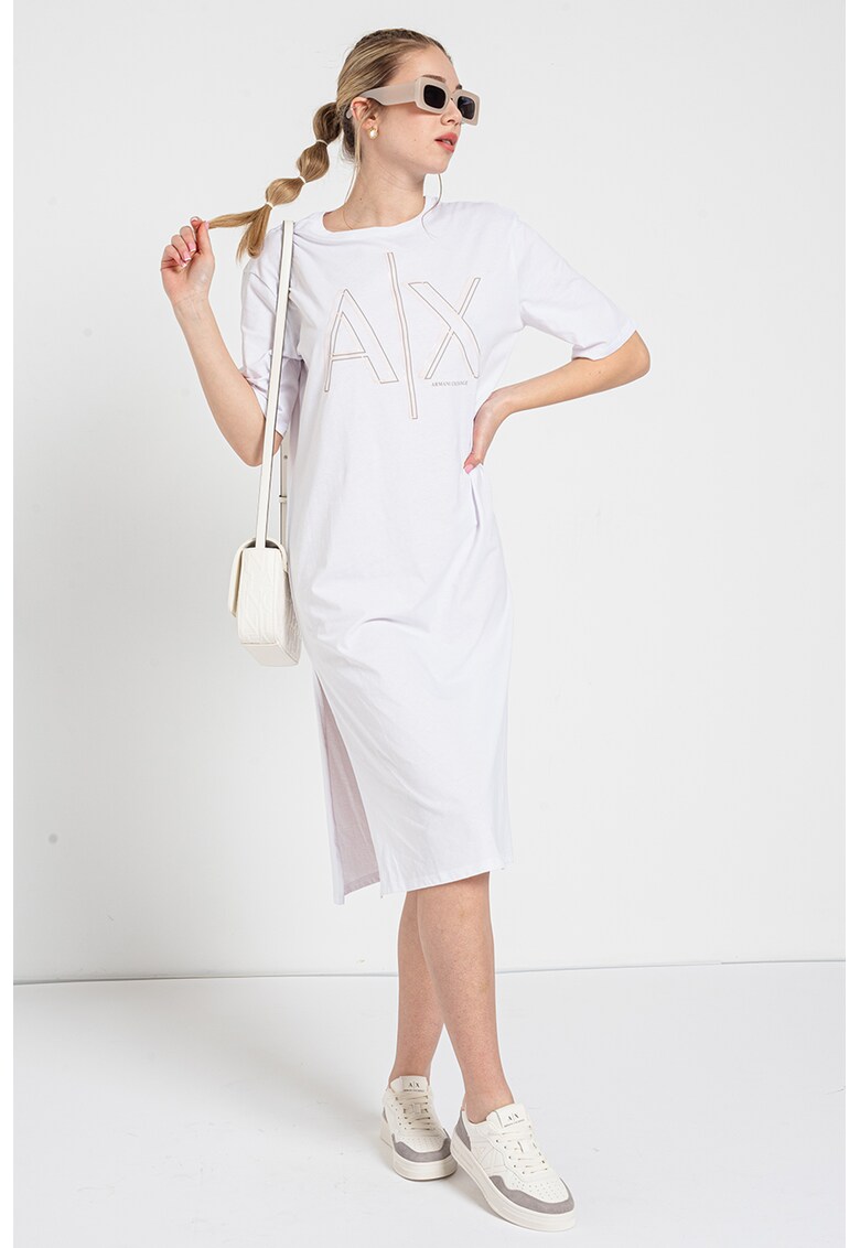 Rochie cu imprimeu logo si slituri laterale