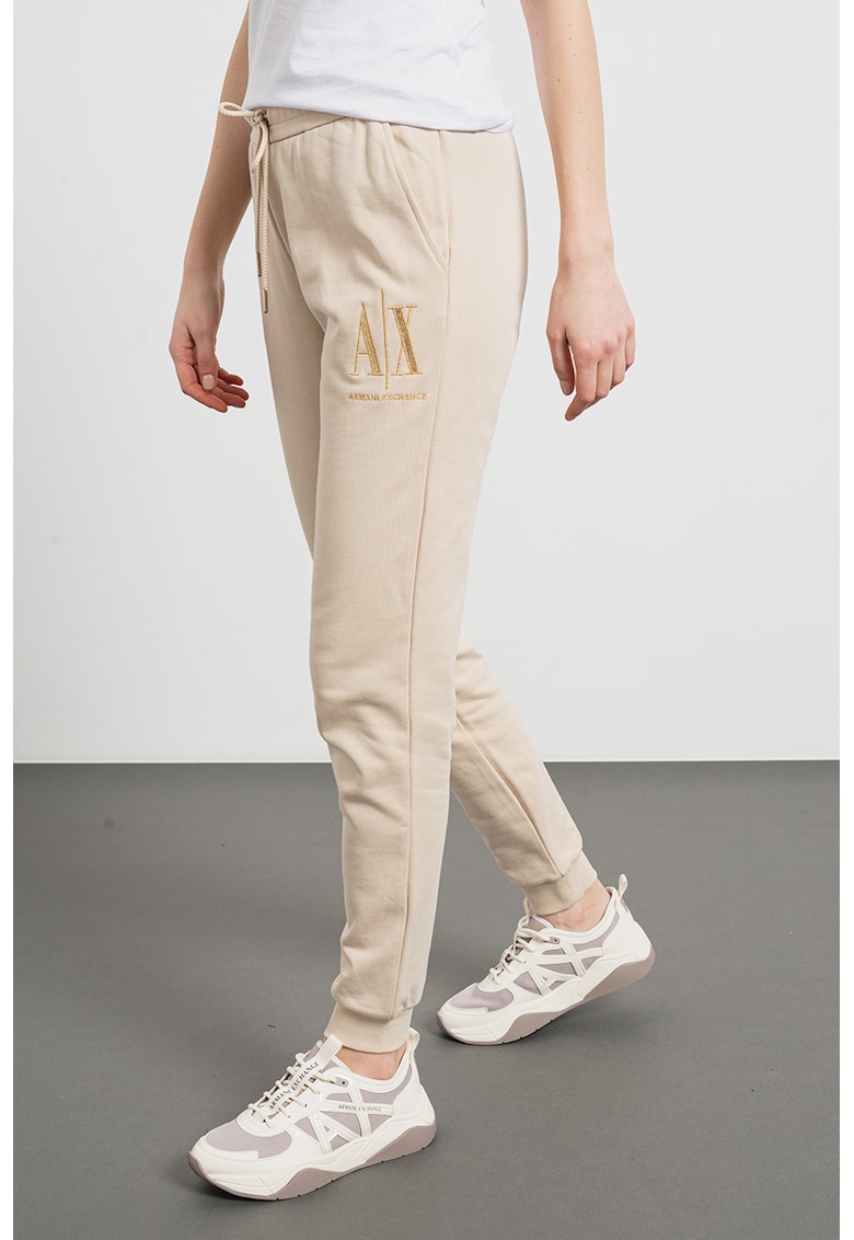 Pantaloni de trening cu snur de ajustare si broderie logo