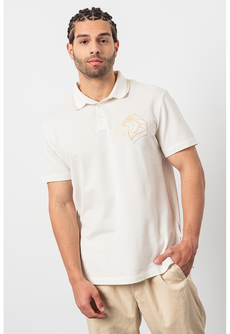 Tricou polo din bumbac cu model pique