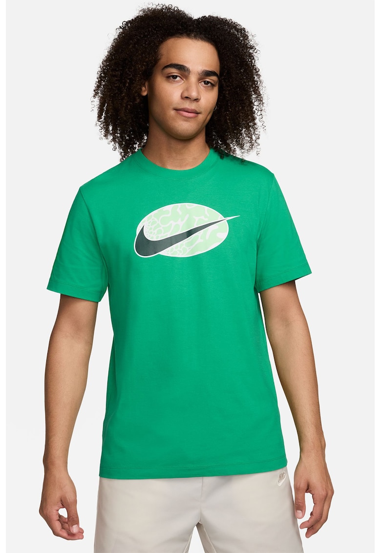 Tricou cu decolteu la baza gatului si imprimeu logo Swoosh