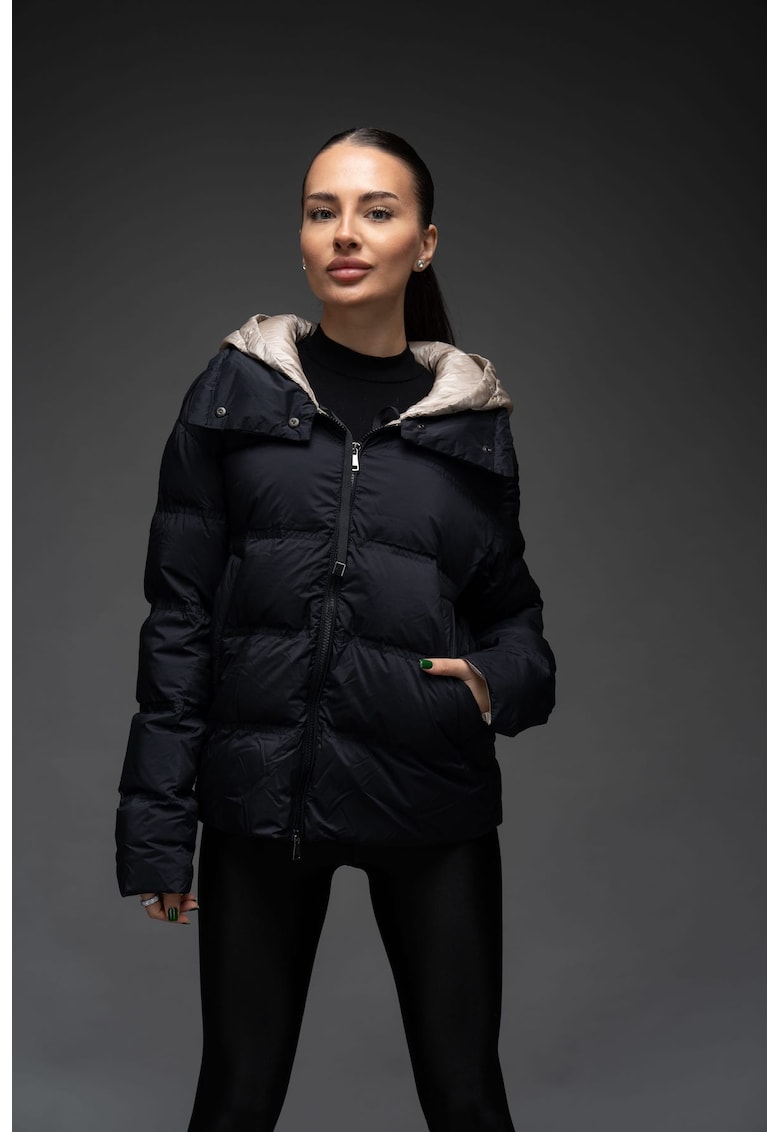 Geaca matlasata cu umplutura de puf gasca cu gluga - ARIA