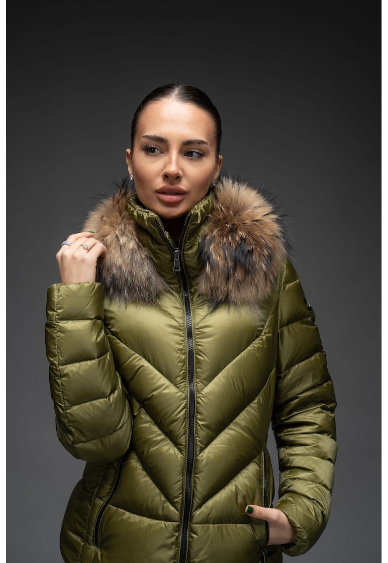 Geaca matlasata cu umplutura de puf gasca cu gluga - ELLERY