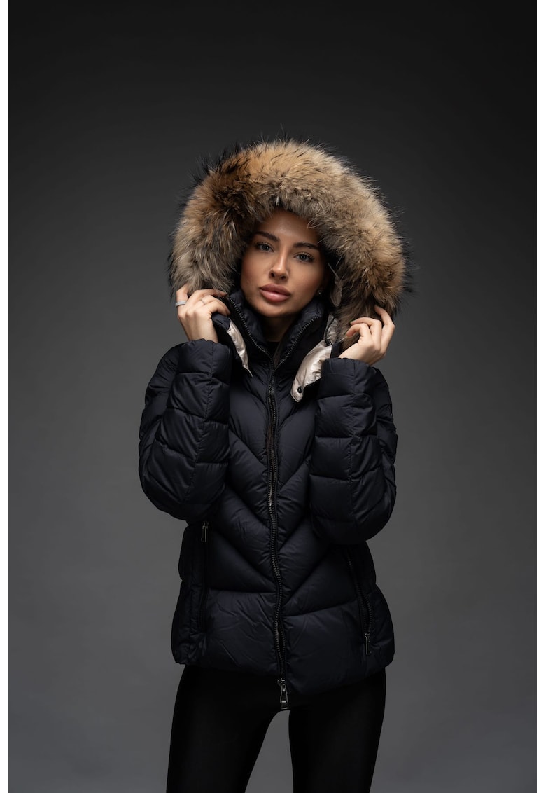 Geaca matlasata cu umplutura de puf gasca cu gluga - ELLERY