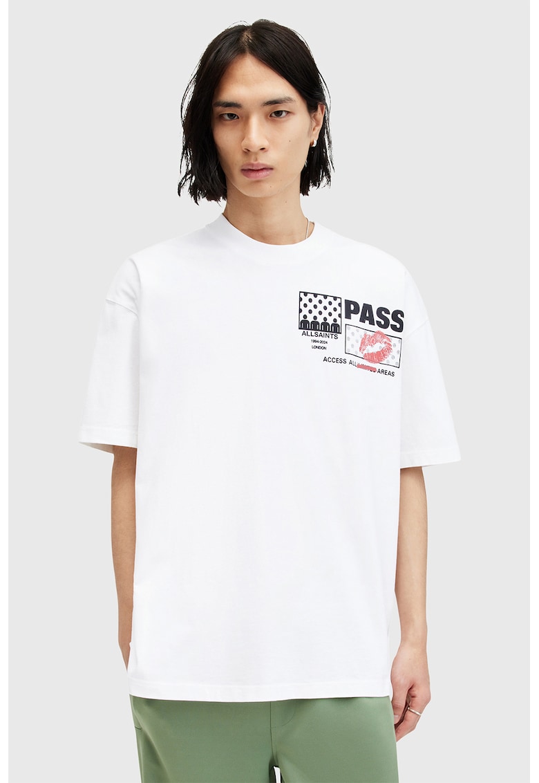 Tricou supradimensionat cu imprimeu Pass