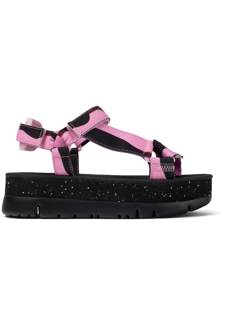 Sandale wedge din material textil Oruga Up 25743 - Roz