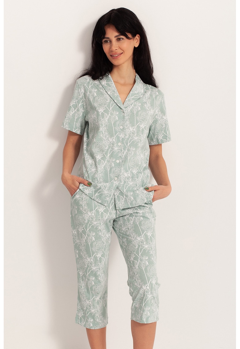 Pijama din amestec de modal cu imprimeu floral