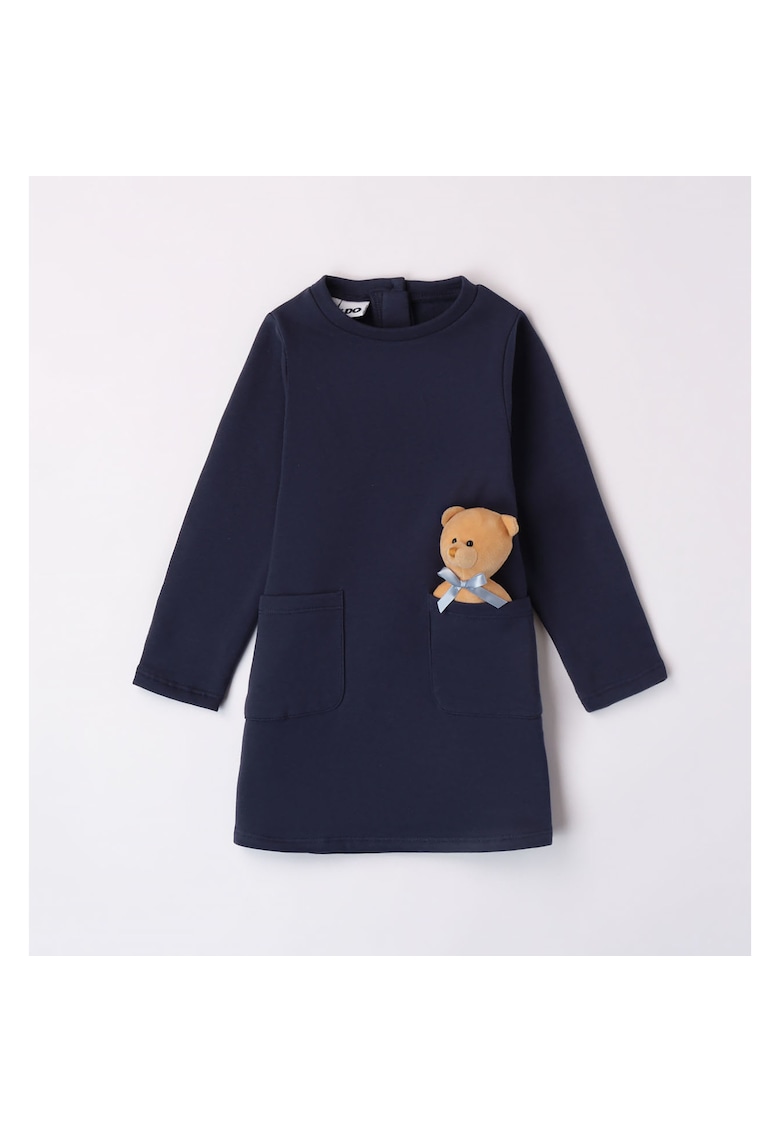 Rochie cu ursulet pentru fetite - 4.7639 - Bleumarin