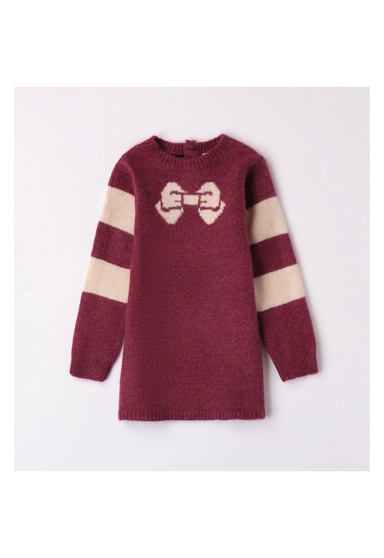 Rochie din tricot cu imprimeu pentru fetite - 0.7360 - Visiniu