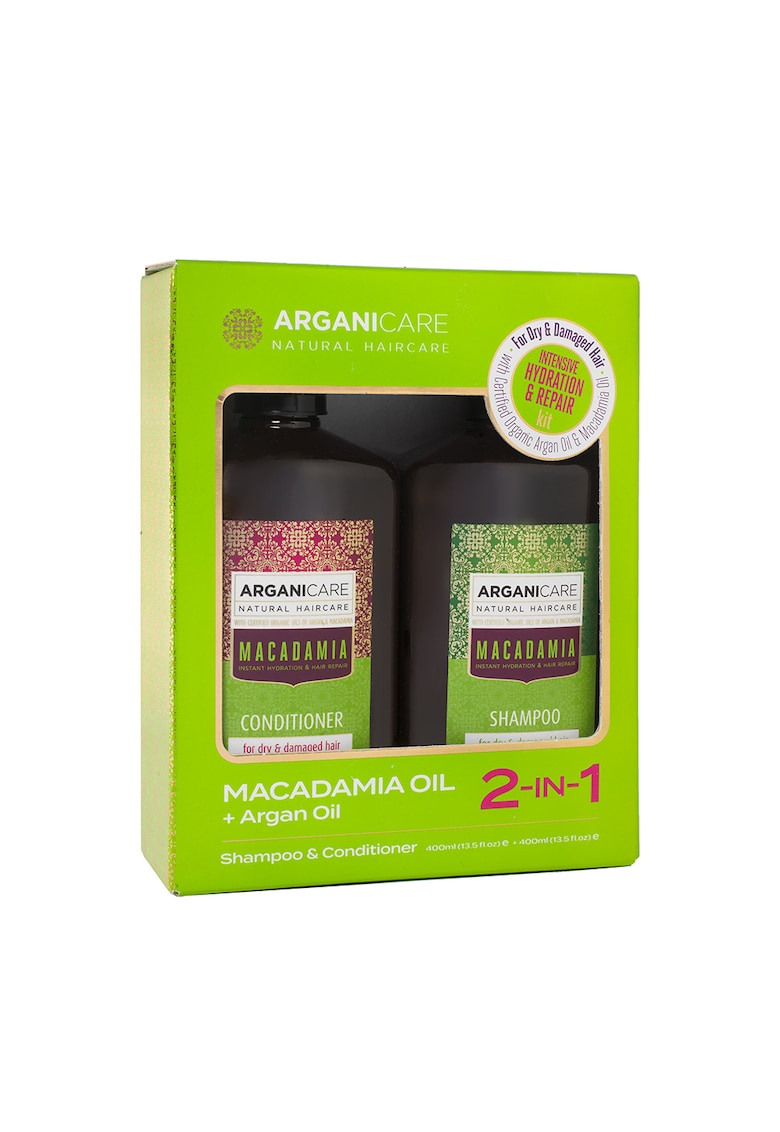 Set Sampon & Balsam cu Ulei de Macadamia si Ulei de Argan - pentru par uscat sau deteriorat - 400 ml x2