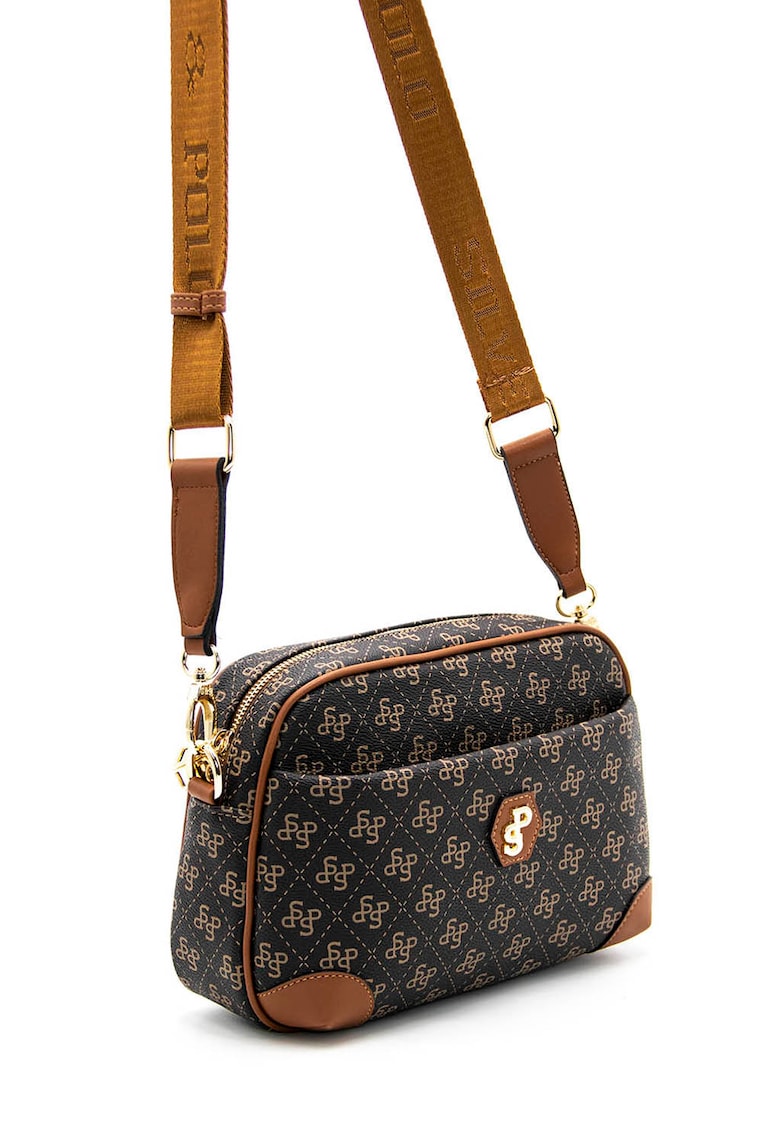 Geanta crossbody de piele ecologica cu model logo