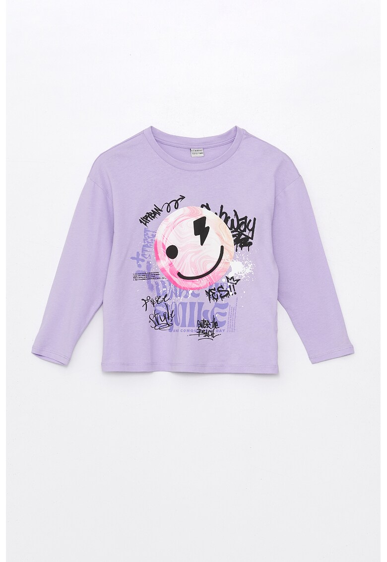 Bluza cu imprimeu si decolteu la baza gatului