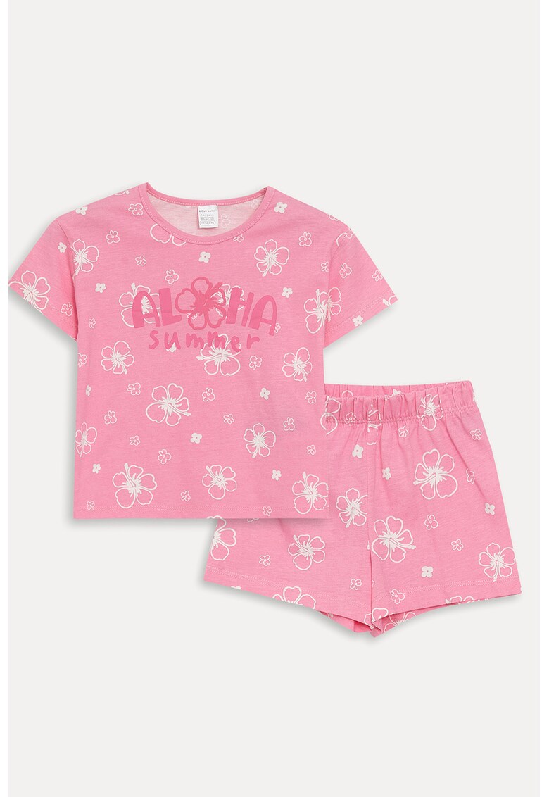 Set de tricou cu imprimeu si pantaloni scurti - 2 piese