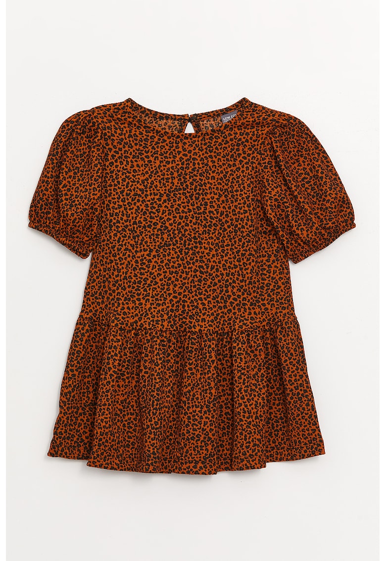 Rochie cu animal print si maneci bufante