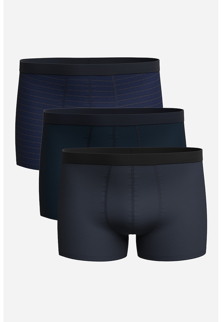 Set de boxeri cu talie elastica - 3 perechi - Negru/Albastru