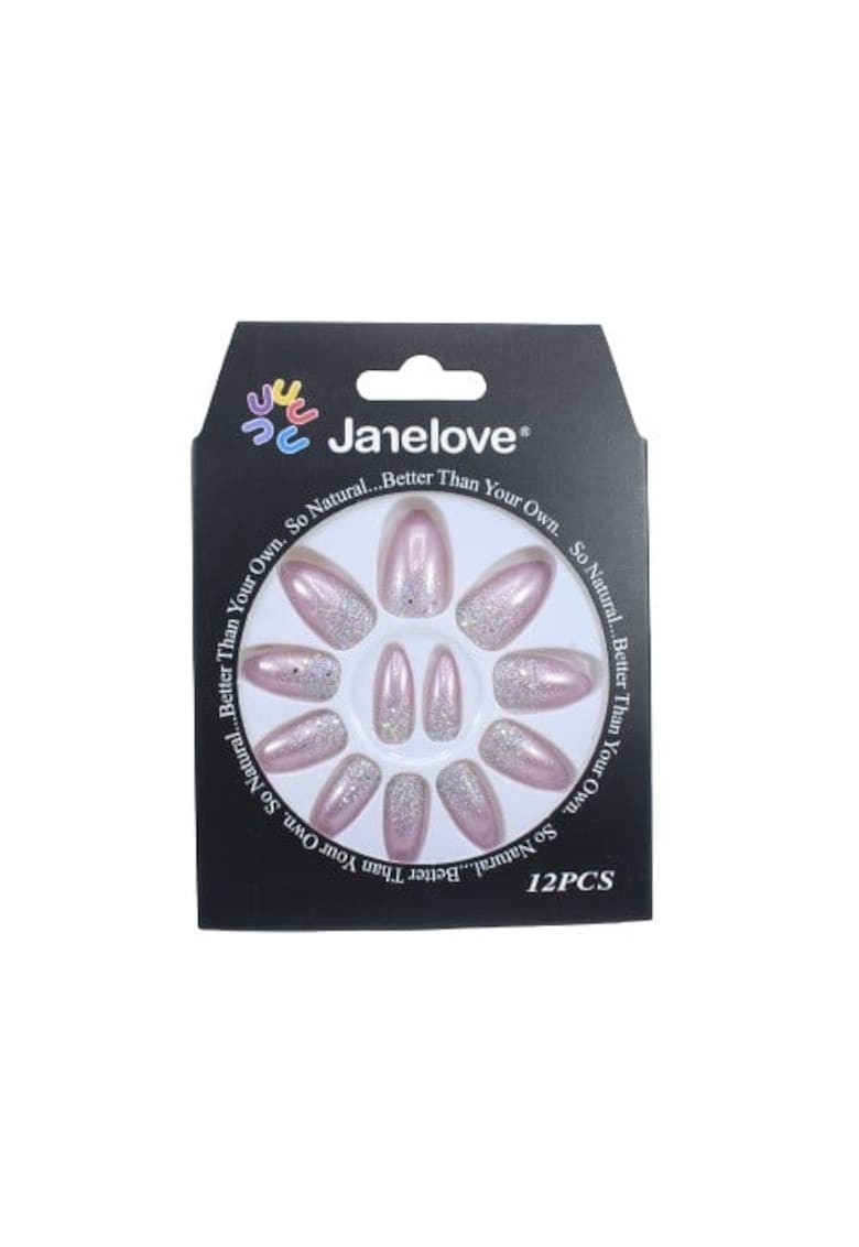Set 12 Unghii False Degrade cu Sclipici - Lila