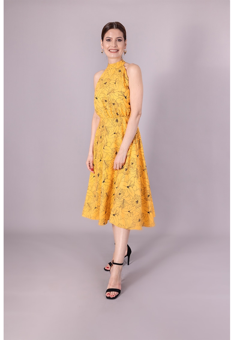 Rochie evazata cu model floral