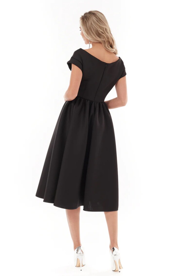 Rochie midi evazata cu decolteu in V
