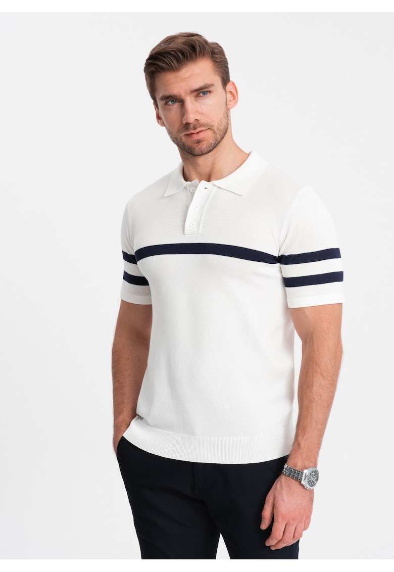 Tricou polo cu dungi contrastante